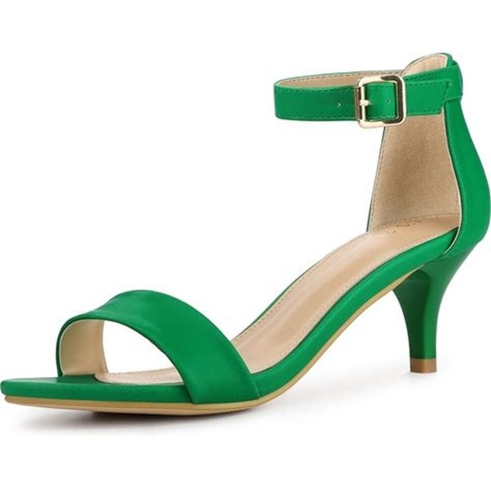 Women's Kitten Heel Ankle Strap Sandals - Allegra K - Green